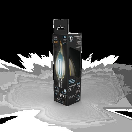 Лампа Gauss Filament Свеча на ветру 5W 420lm 4100К Е14 golden LED 1/10/50, детальное фото