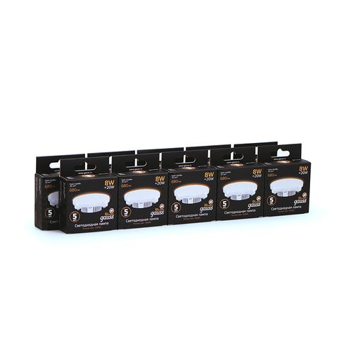 Лампа GAUSS GX53 8W 680lm 3000K LED, крупный план