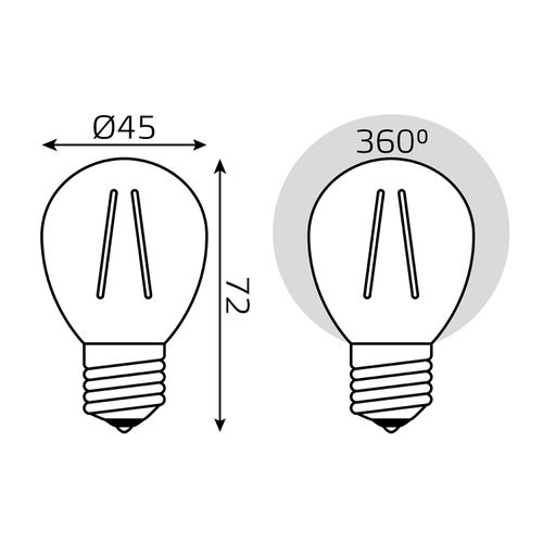 Лампа GAUSS FILAMENT шар 11w 830lm 4100к е27 led, изображение