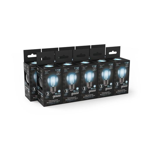 Лампа GAUSS FILAMENT шар 11w 830lm 4100к е27 led, детальное фото