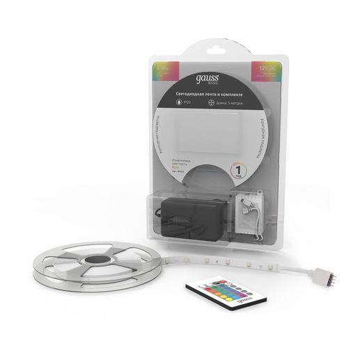 Лента Gauss Basic в комплекте LED 5050/30 12V 6W/m 390lm/m RGB 10mm IP20 5m, фотография