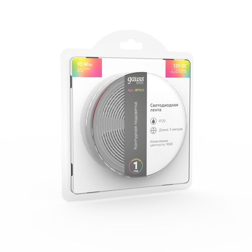 Лента GAUSS Basic LED 5050/60 12V 10W/m 700lm/m RGB 10mm IP20 5m, картинка
