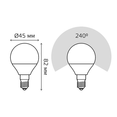 Лампа Gauss Elementary Шар 12W 920lm 4100K Е14 LED, крупный план