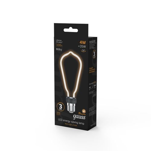Лампа Gauss Filament Artline ST64 4W 330lm 2700К Е27 milky LED 1/10/100, фотография