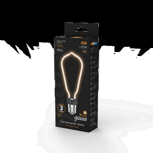 Лампа Gauss Filament Artline ST64 4W 330lm 2700К Е27 milky LED 1/10/100, крупный план