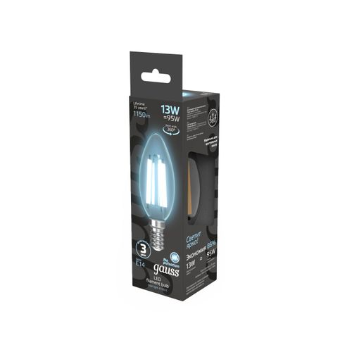 Лампа Gauss Filament Свеча 13W 1150lm 4100К Е14 LED, картинка