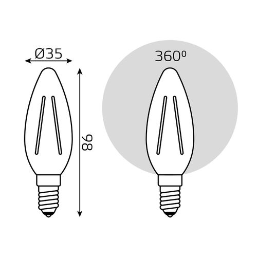 Лампа Gauss Filament Свеча 13W 1150lm 4100К Е14 LED, изображение