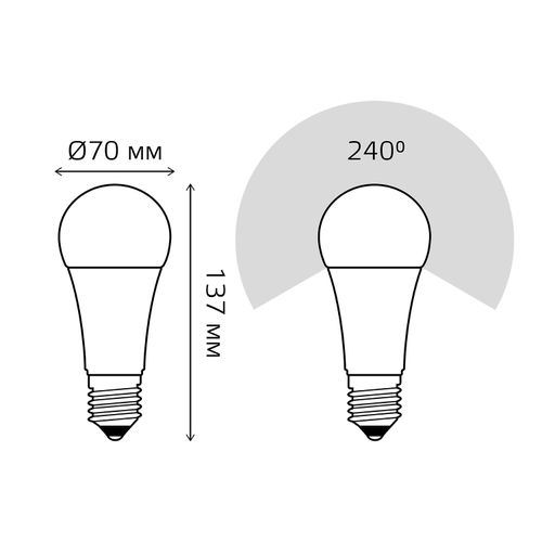 Лампа GAUSS ELEMENTARY A67 30W 2320lm 3000K E27 LED, картинка