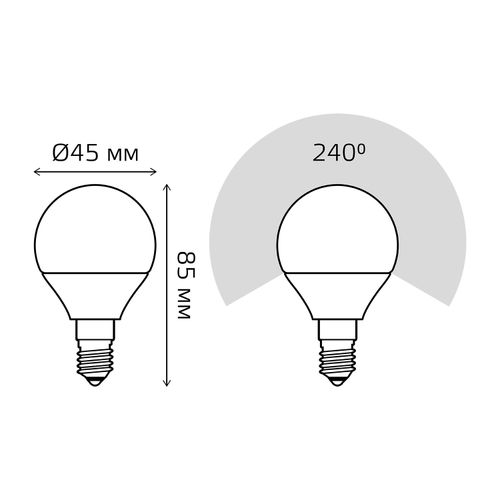 Лампа Gauss Elementary Шар 12W 880lm 3000K Е14 LED, картинка