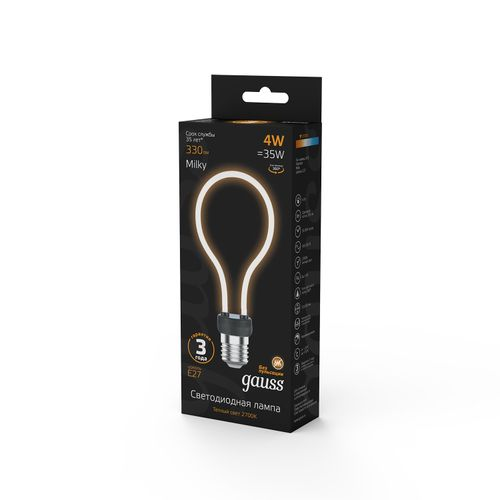 Лампа GAUSS Filament Artline А72 4w 330lm 2700к е27 milky LED 1/10/100, фотография