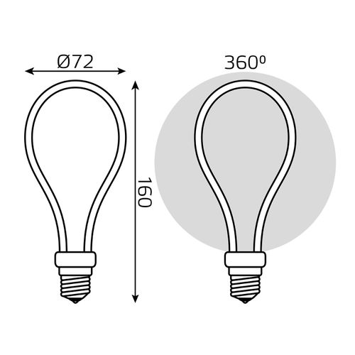 Лампа GAUSS Filament Artline А72 4w 330lm 2700к е27 milky LED 1/10/100, крупный план