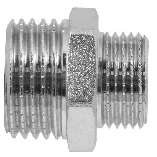 Ниппель - переходник (бочонок) 1/2" х 3/8" н/н MPF, изображение