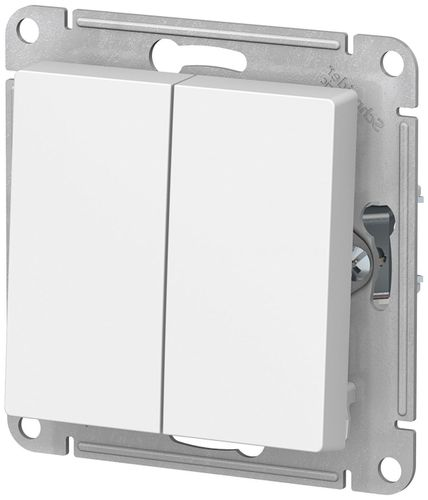 Переключатель 2-клавишный Schneider Electric Atlas Design ATN000165 белый, фото