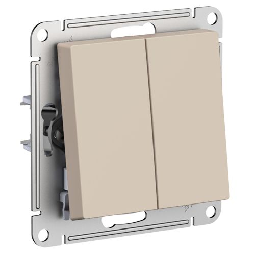 Переключатель 2-клавишный Systeme Electric Atlas Design 1712777 песочный, фотография