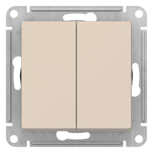 Переключатель 2-клавишный Schneider Electric Atlas Design ATN000265 бежевый, фотография
