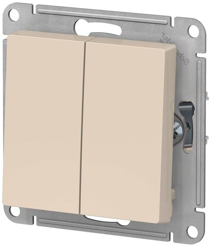 Переключатель 2-клавишный Schneider Electric Atlas Design ATN000265 бежевый, фото