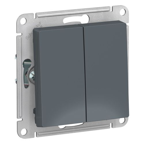Переключатель 2-клавишный Systeme Electric Atlas Design 1240423 грифель, фото