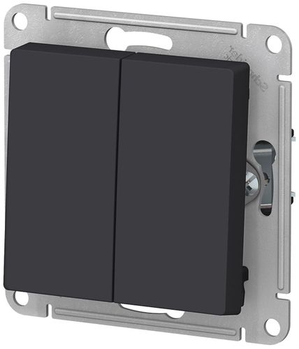 Переключатель 2-клавишный Schneider Electric Atlas Design ATN001065 карбон, фото