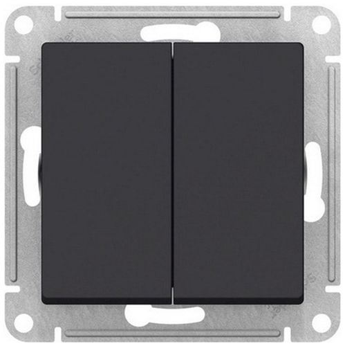 Переключатель 2-клавишный Schneider Electric Atlas Design ATN001065 карбон, крупный план