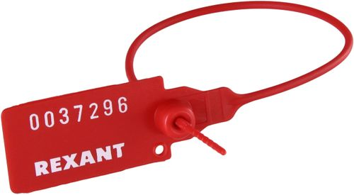 Пломба REXANT пластиковая номерная 220 мм красная 50 шт, изображение