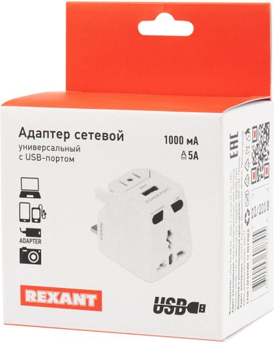 Сетевой адаптер REXANT USB Путешественник 6 А белый, фото