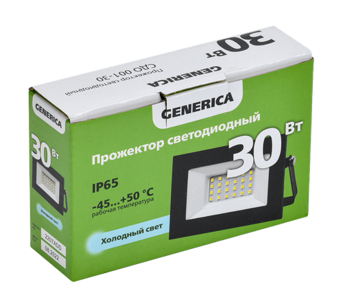 Прожектор IEK 6500к 30вт IP65 черный 75x15, фотография