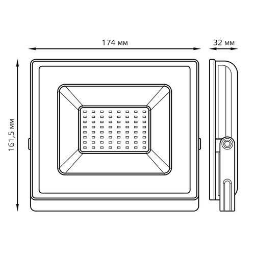 Прожектор Gauss Elementary 50W 4500lm 6500К 200-240V IP65 черный LED, изображение