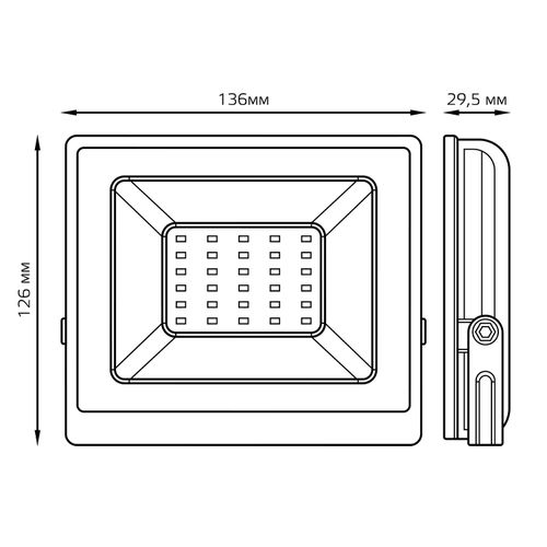 Прожектор светодиодный GAUSS Elementary G2 30W 2700lm IP65 6500К черный, детальное фото