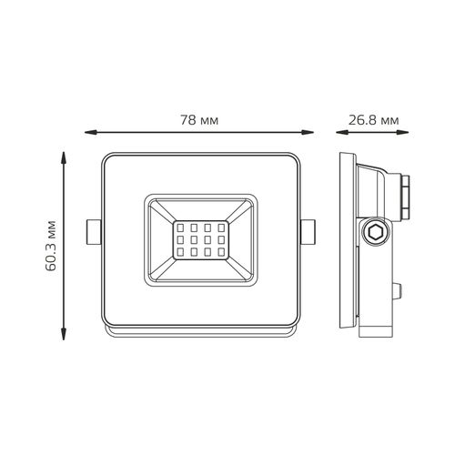Прожектор Gauss BASIC 10W 820lm 6500K 200-240V IP65 графитовый LED, вид