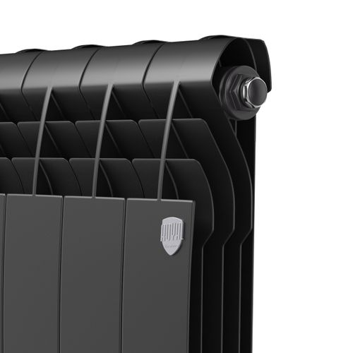 Радиатор секционный биметаллический Royal Thermo BiLiner 350 Noir Sable боковое 8 секций, крупный план