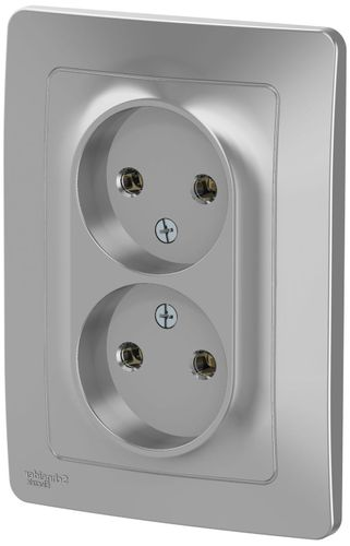 Розетка электрическая 2 поста Schneider Electric BLANCA алюминий, фото