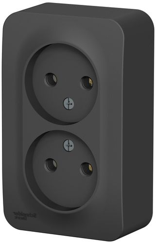 Розетка электрическая 2 поста Schneider Electric BLANCA антрацит, фотография