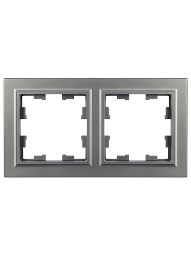 Рамка 2 поста IEK BRITE BR-M22-K46 сталь, крупный план
