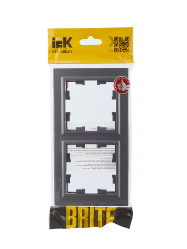 Рамка 2 поста IEK BRITE BR-M22-K46 сталь, фотография