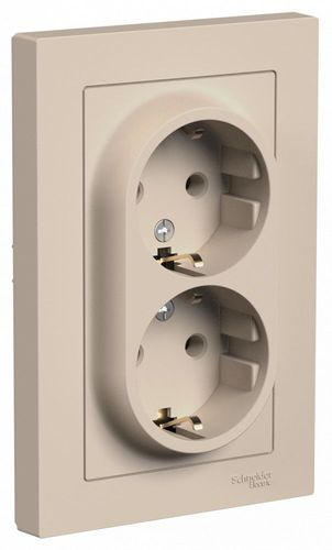 Розетка электрическая 2 поста Systeme Electric Atlas Design песочный 1712758, детальное фото
