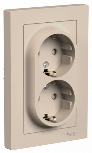 Розетка электрическая 2 поста Systeme Electric Atlas Design песочный 1712759, изображение
