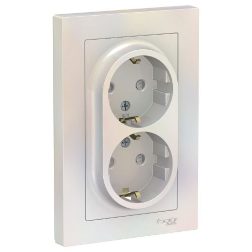 Розетка электрическая 2 поста Systeme Electric Atlas Design жемчуг 1240275, картинка