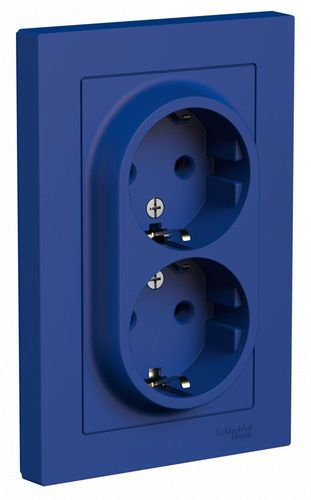 Розетка электрическая 2 поста Systeme Electric Atlas Design аквамарин 1712713, вид