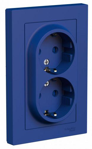 Розетка электрическая 2 поста Systeme Electric Atlas Design аквамарин 1712714, изображение