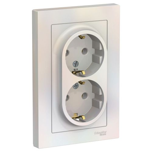 Розетка электрическая 2 поста Systeme Electric Atlas Design жемчуг, изображение