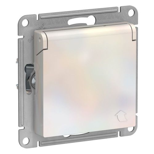 Розетка электрическая 1 пост Systeme Electric Atlas Design жемчуг 1240286, крупный план