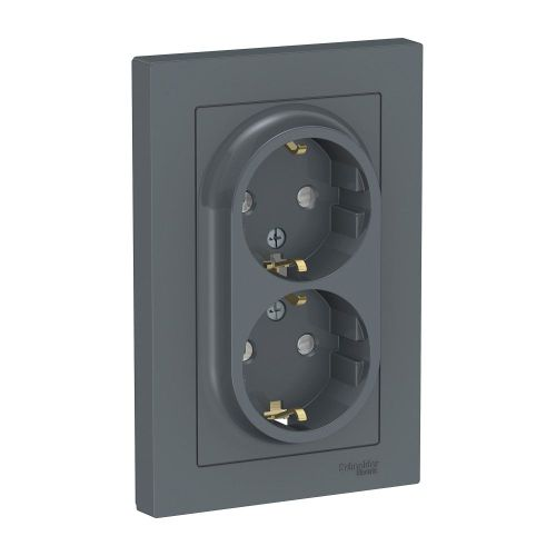 Розетка электрическая 2 поста Systeme Electric Atlas Design грифель 1240404, изображение