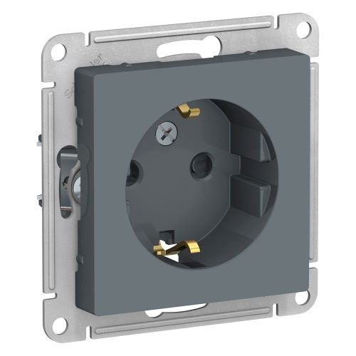 Розетка электрическая 1 пост Systeme Electric Atlas Design грифель, вид