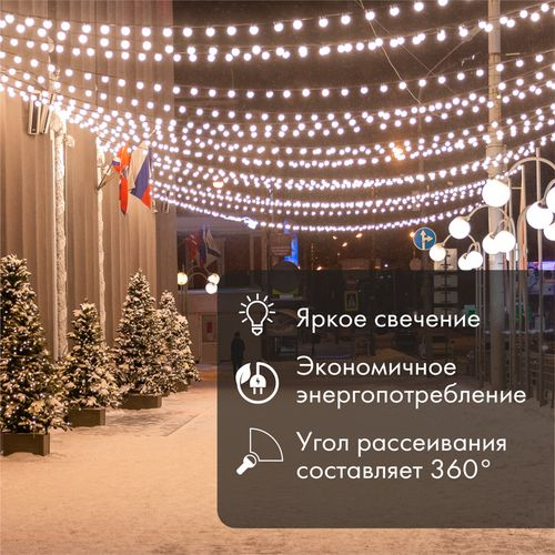 Ретро-лампа филаментная для гирлянды БЕЛТ-ЛАЙТ, G45, E27, 2 LED, 2Вт, ТЕПЛЫЙ БЕЛЫЙ, 230В, IP65 NEON-NIGHT, фото