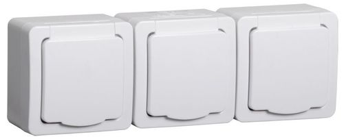 Розетка электрическая 3 поста IEK ГЕРМЕС PLUS белый, изображение