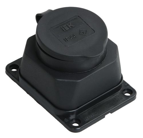 Розетка с защитной крышкой настенная IEK ОМЕГА РБ13-1-0м IP44 каучук, фото