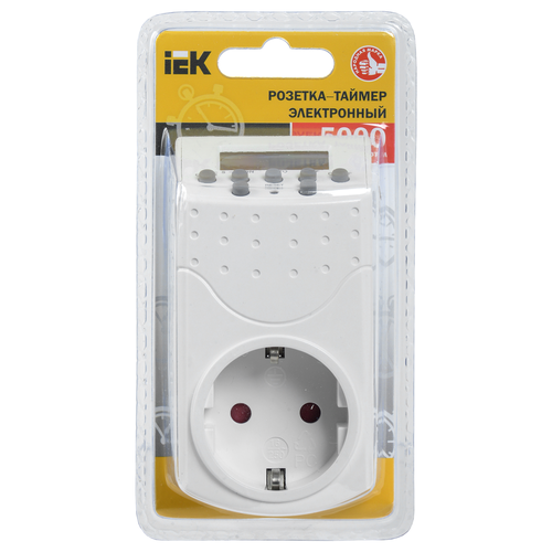 Розетка-таймер IEK electricic 1 мин 7 дн 140on/off 16а ip20, крупный план