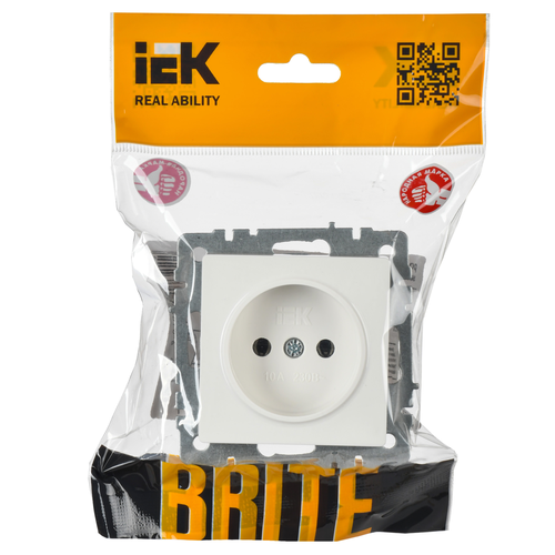 Розетка электрическая 1 пост IEK BRITE белый, детальное фото