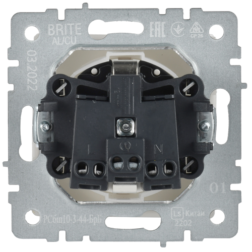 Розетка электрическая IEK BRITE BR-R16-16-44-K01 белый, фотография