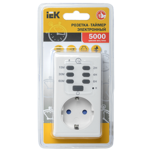Розетка-таймер IEK electricic с индикатором 15 мин-6 ч 16а ip20, картинка